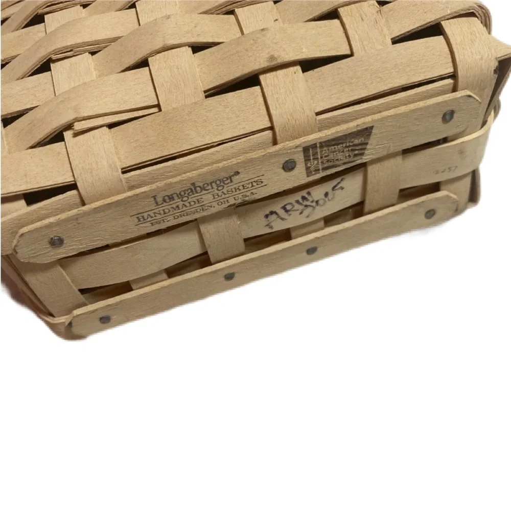 Longaberger - Horizon of Hope Whitewash Basket w/‎ Protector & Lid